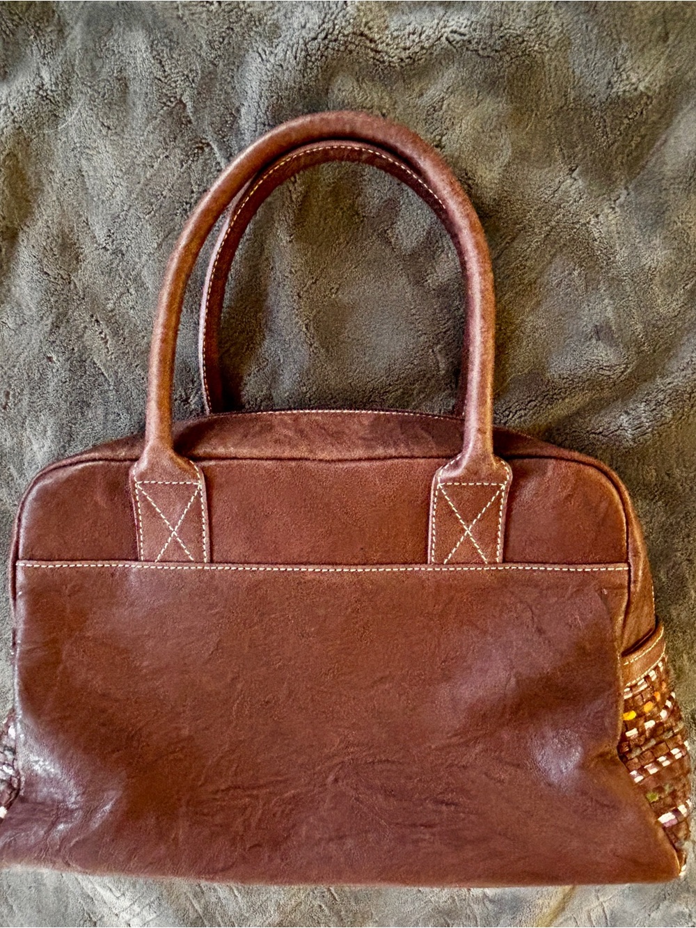Carlo Carmaquini Tibetan Kid Skin Leather Bag Plum Italy